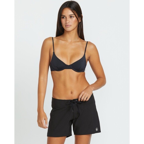 VOLCOM Simply Solid 5 Women's ECO True Sport Boardshorts Beach Gym Black Size 11 - Picture 4 of 10